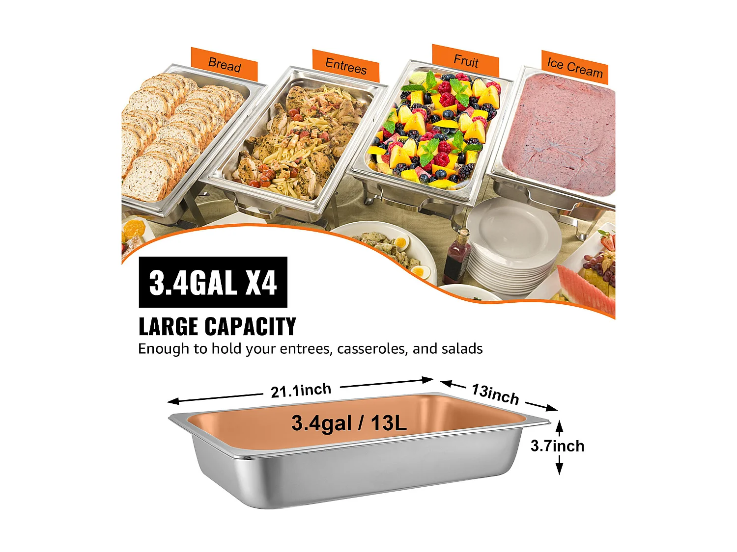 Assiette, SucceBuy Poêle à Vapeur en Acier Inoxydable de 10.1 CM de Profondeur avec Couvercle, 13 L, Anti-bourrage, Paquet de 4