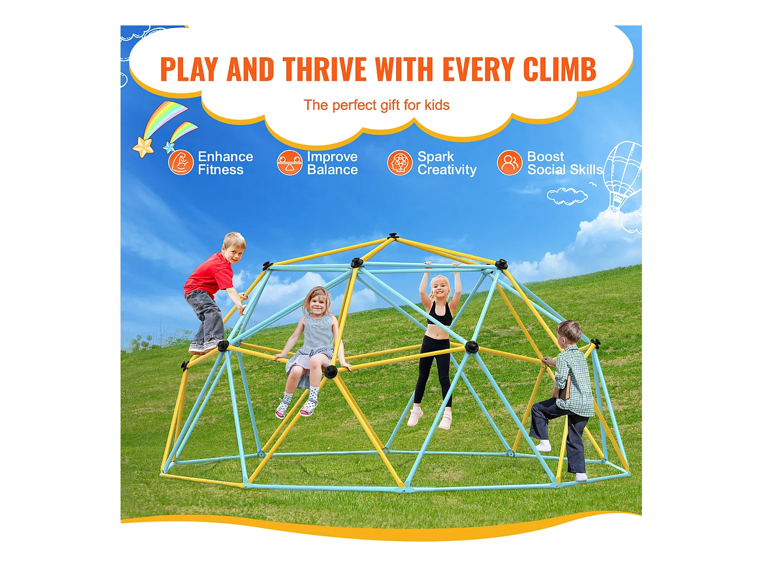 Jaskrawianie SucceBuy Kup do Jaskrawiania wysokości 3 M, Kup Geometryczny, Pokój Zabaw dla Dzieci w Wieku 3–10 Lat