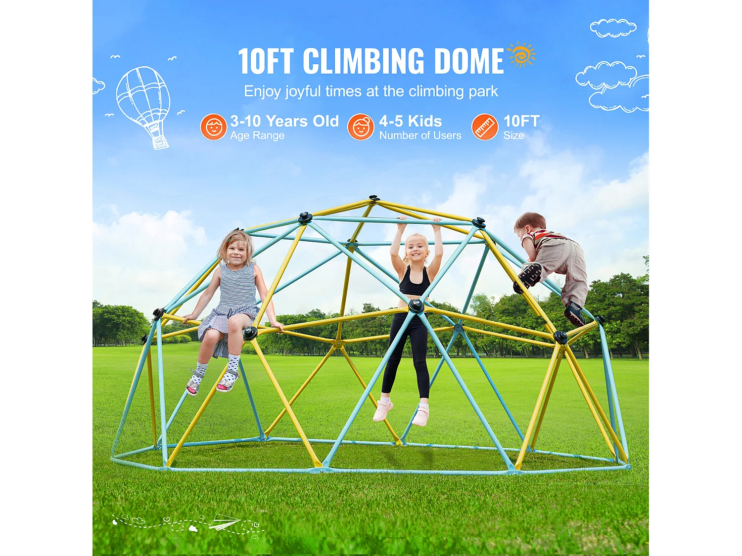 D'escalade SucceBuy Dôme D'escalade de 3 M, Dôme Géométrique, Salle de Jeux pour Enfants de 3 à 10 Ans