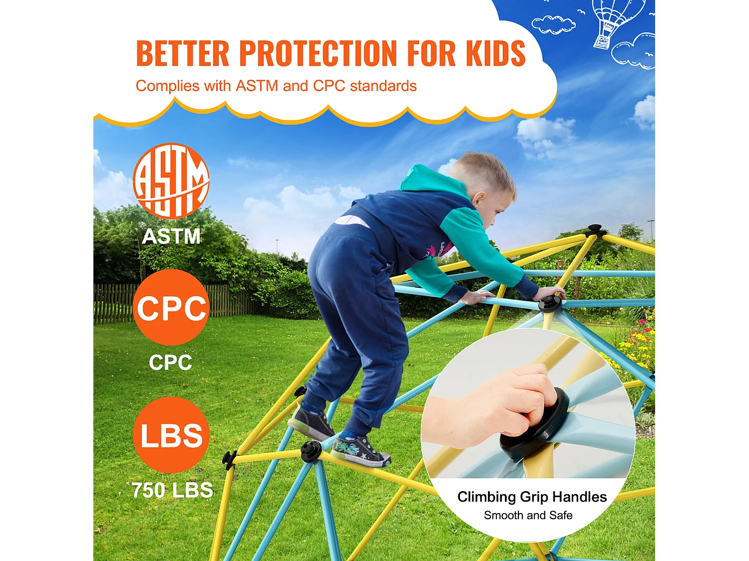 D'escalade SucceBuy Dôme D'escalade de 3 M, Dôme Géométrique, Salle de Jeux pour Enfants de 3 à 10 Ans