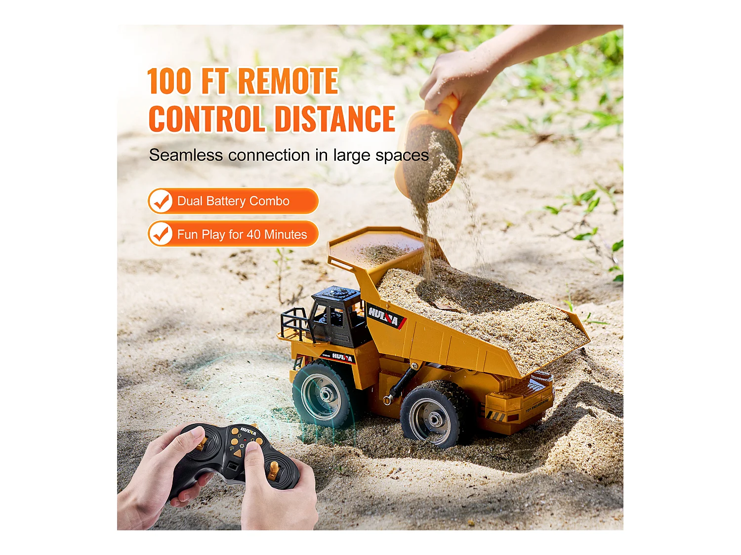 Camion-Benne Télécommandé SucceBuy à L'Échelle 1:18 9 Canaux avec Batteries Rechargeables