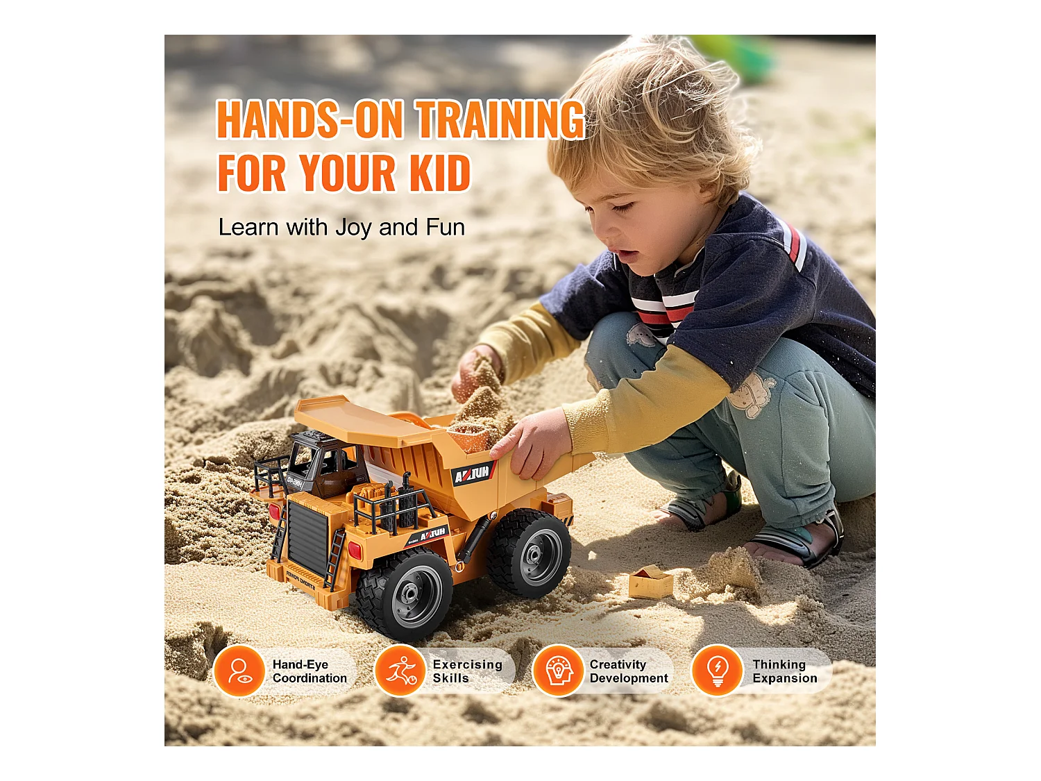 Camion-Benne Télécommandé SucceBuy à L'Échelle 1:18 9 Canaux avec Batteries Rechargeables