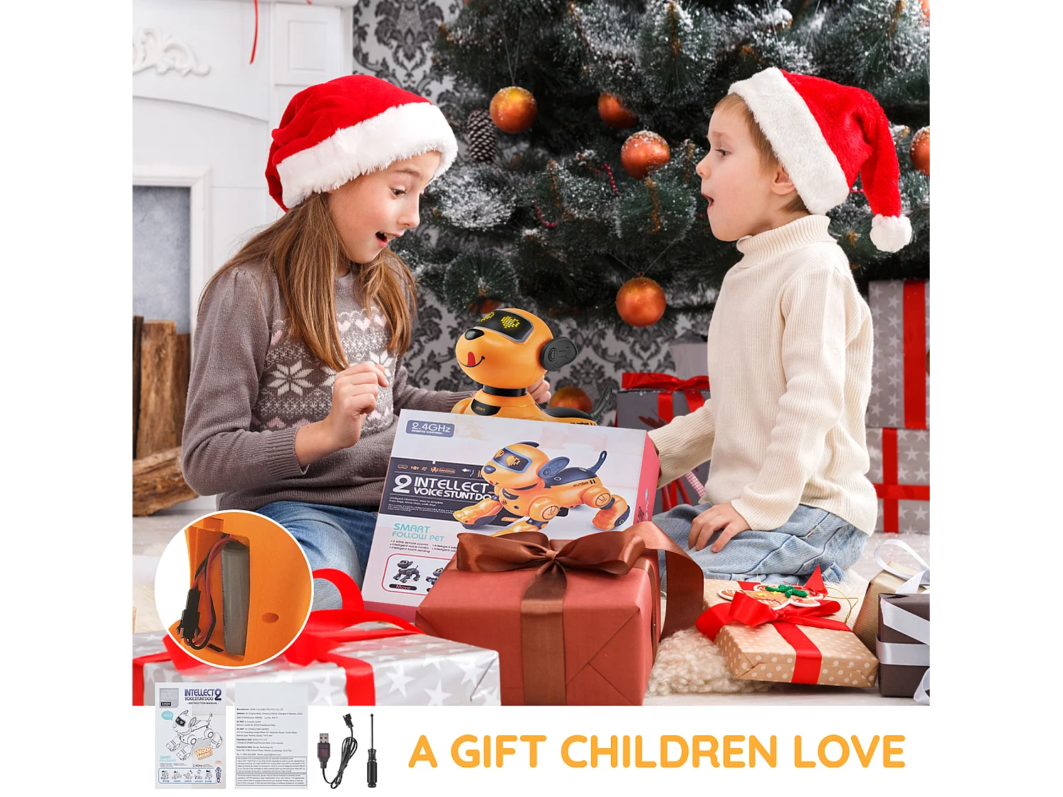 Jouet SucceBuy Jouet Robot Chien RC pour Enfants Programmable Contrôle Tactile et Vocal