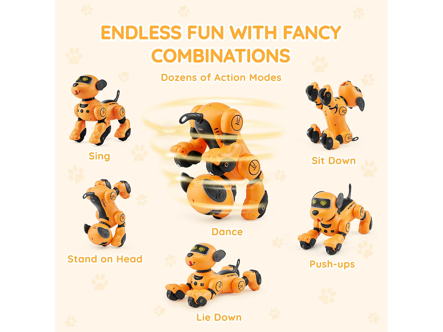 Jouet SucceBuy Jouet Robot Chien RC pour Enfants Programmable Contrôle Tactile et Vocal