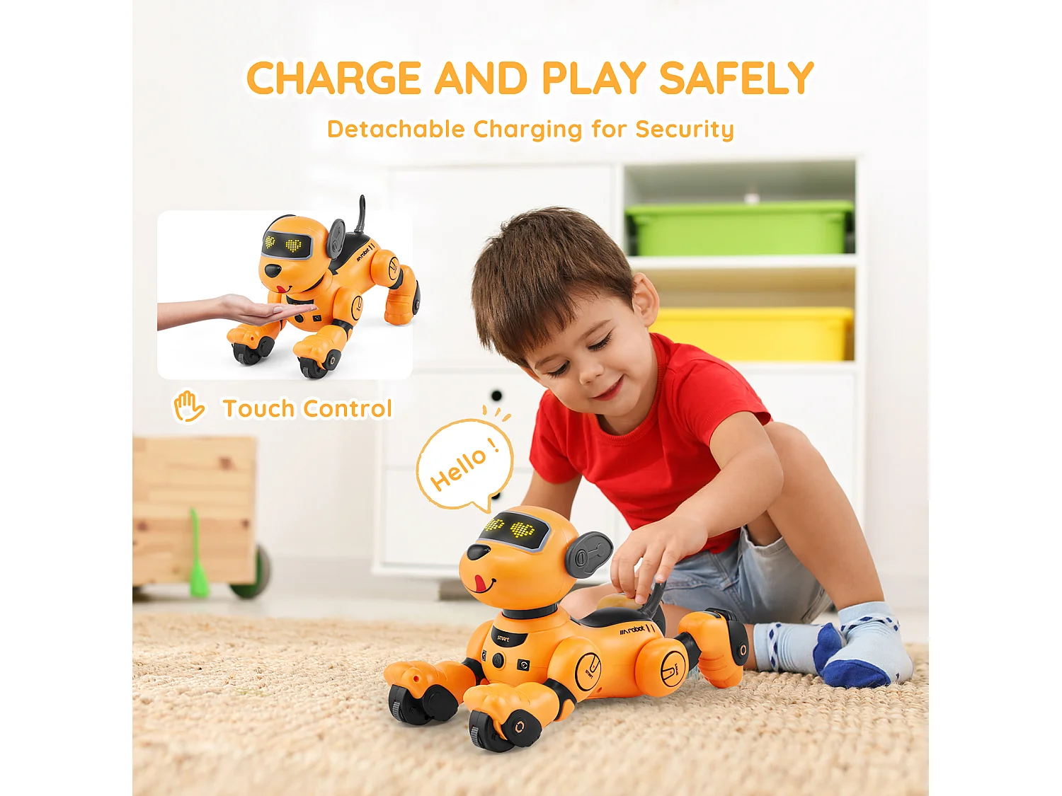 Jouet SucceBuy Jouet Robot Chien RC pour Enfants Programmable Contrôle Tactile et Vocal