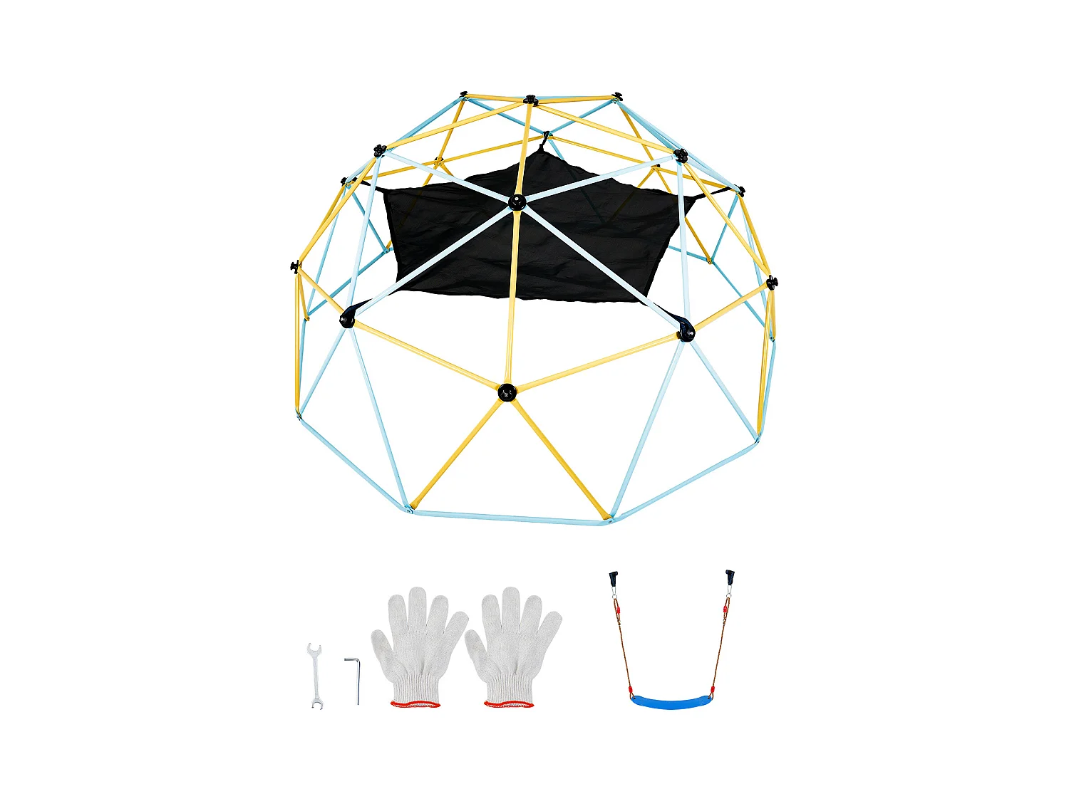 Jouet SucceBuy Dôme D'escalade de 300CM avec Hamac Et Balançoire, Jungle Gym pour Enfants