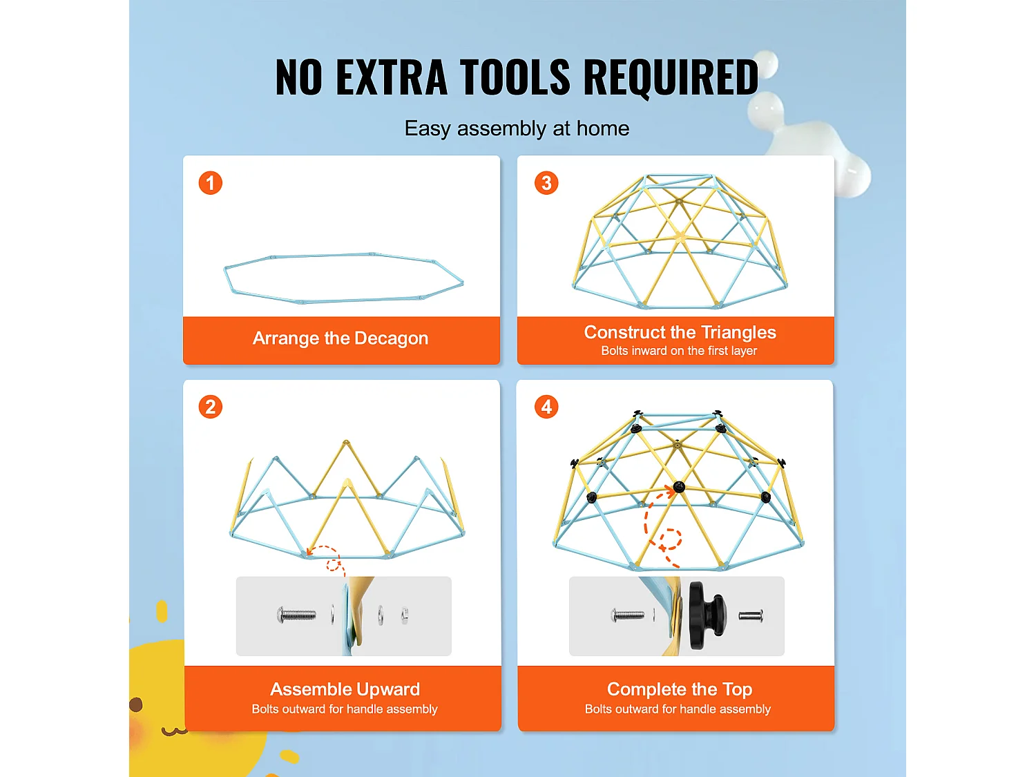 D'escalade SucceBuy Dôme D'escalade de 1.8 M, Dôme Géométrique, Salle de Jeux pour Enfants de 3 à 9 Ans