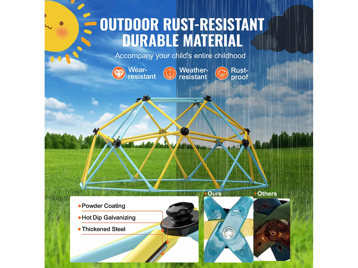 D'escalade SucceBuy Dôme D'escalade de 1.8 M, Dôme Géométrique, Salle de Jeux pour Enfants de 3 à 9 Ans