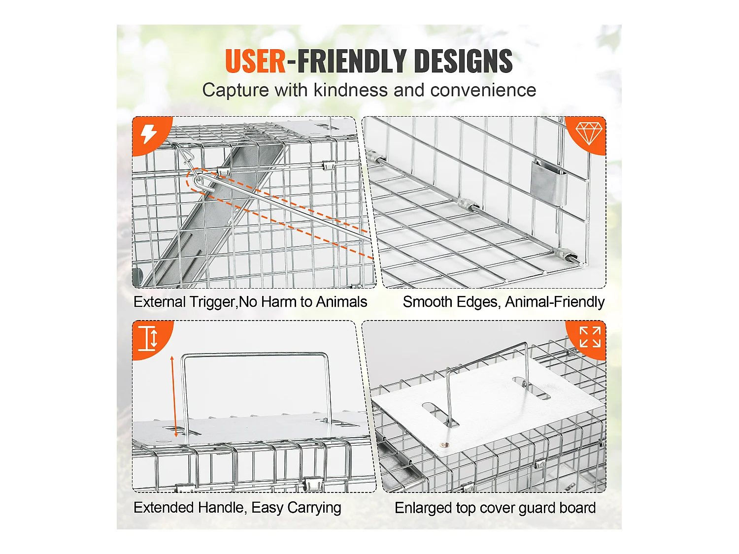 Cage SucceBuy Piège à Cage pour Animaux Vivants 60.96CM X 20.32CM X 20.32CM Piège à Chat Sans Cruauté pour Chats, Écureuils Et Plus