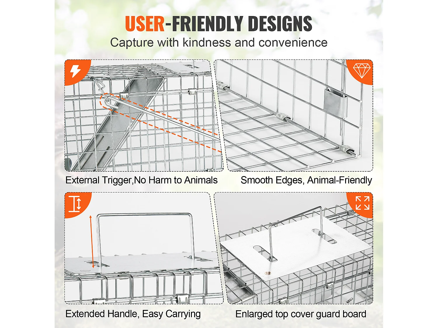 Cage SucceBuy Piège à Cage pour Animaux Vivants 60.96CM X 20.32CM X 20.32CM Piège à Chat Sans Cruauté pour Chats, Écureuils Et Plus