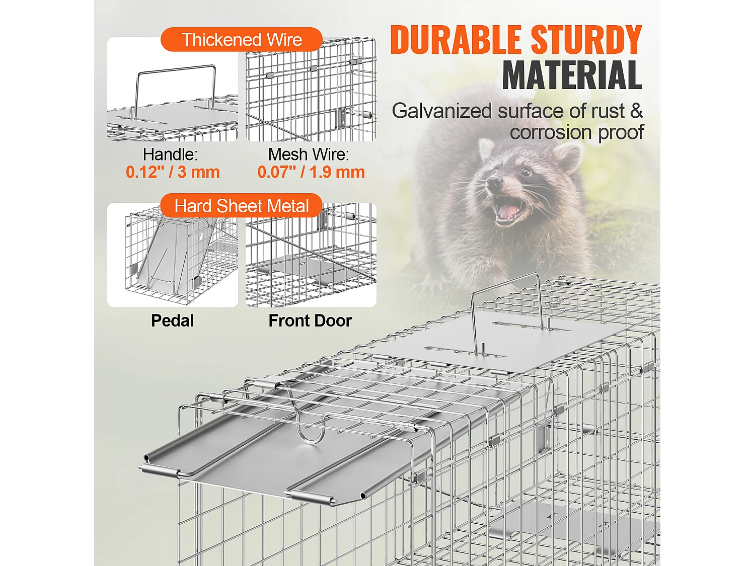 Cage SucceBuy Piège à Cage pour Animaux Vivants 60.96CM X 20.32CM X 20.32CM Piège à Chat Sans Cruauté pour Chats, Écureuils Et Plus