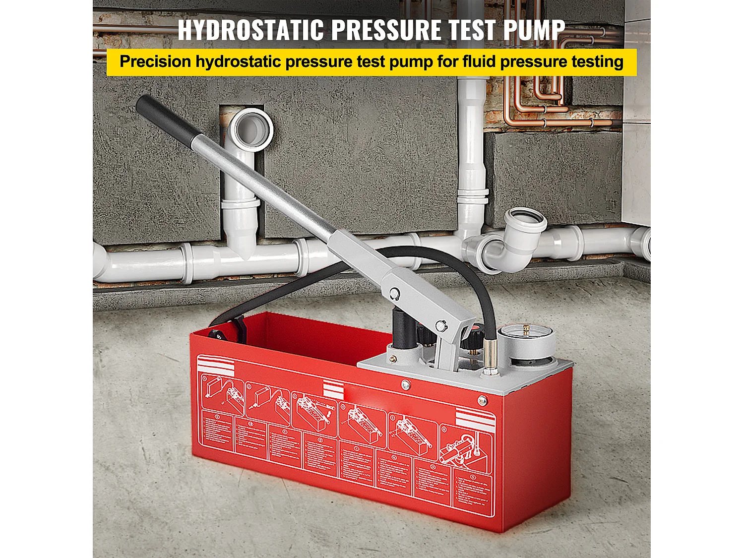 Pompe d'Essai de Pression Hydrostatique SucceBuy 60 Bars/860 psi, Réservoir de 3,2 Gallons