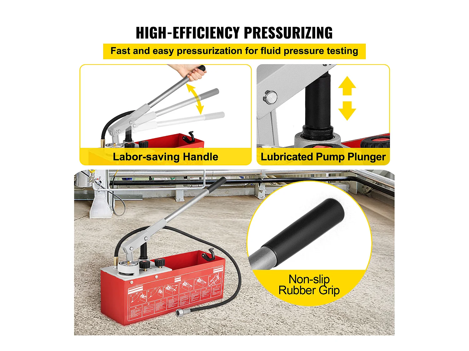 Pompe d'Essai de Pression Hydrostatique SucceBuy 60 Bars/860 psi, Réservoir de 3,2 Gallons