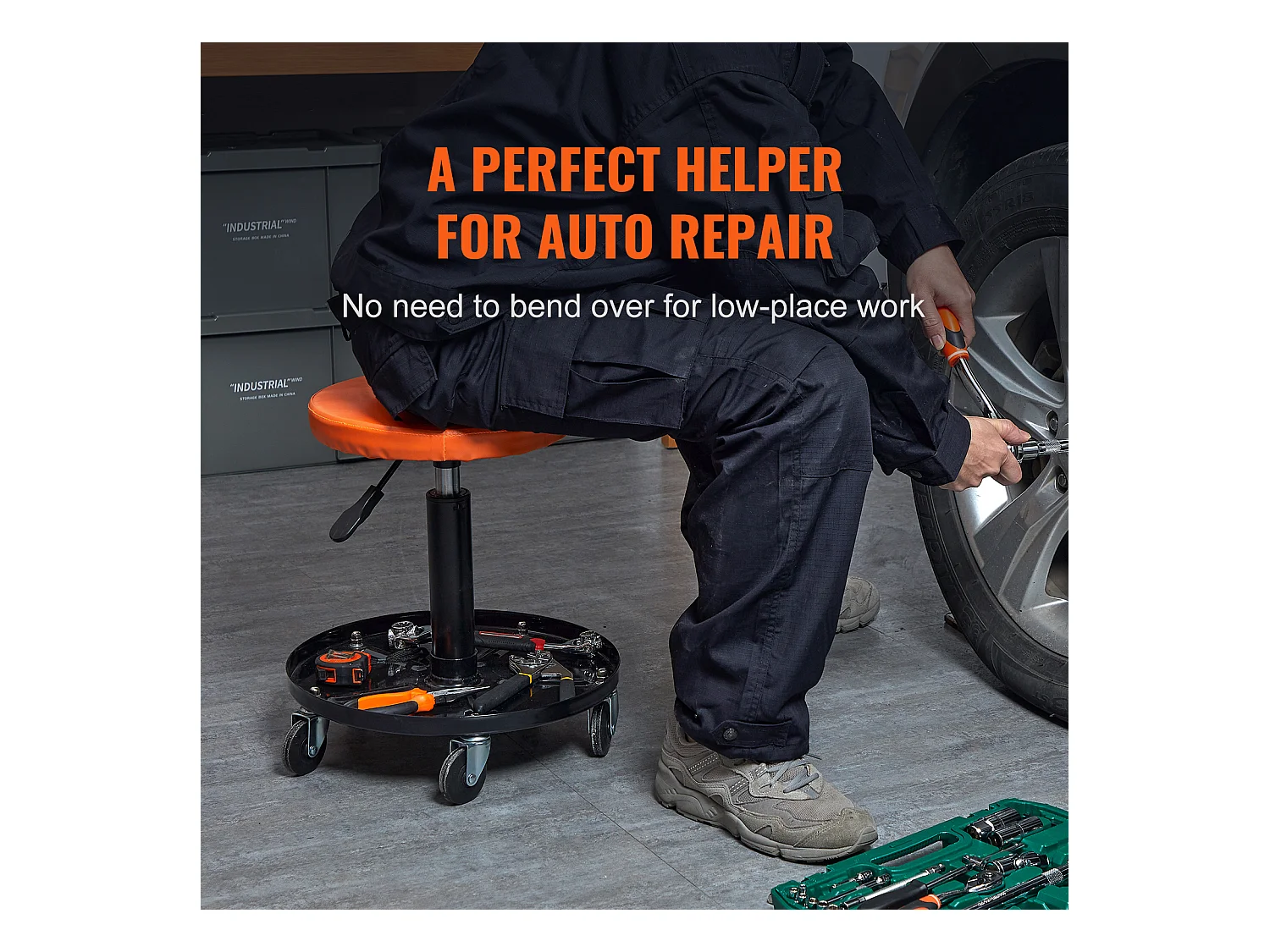 Warsztatowy SucceBuy Stołek Regulowany do Raczkowania dla Mechaników Tacka na Narzędzia do Warsztatu Garażowego