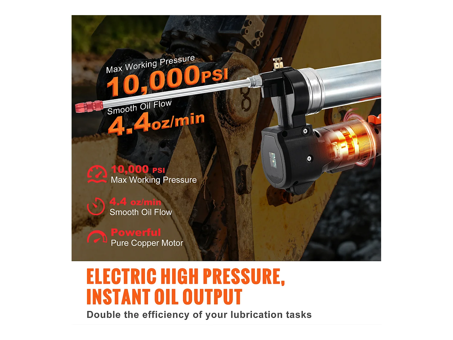 Snoerloze Vetspuit SucceBuy 20V, 10.000 PSI, 2,0 Ah Accukit met Koffer