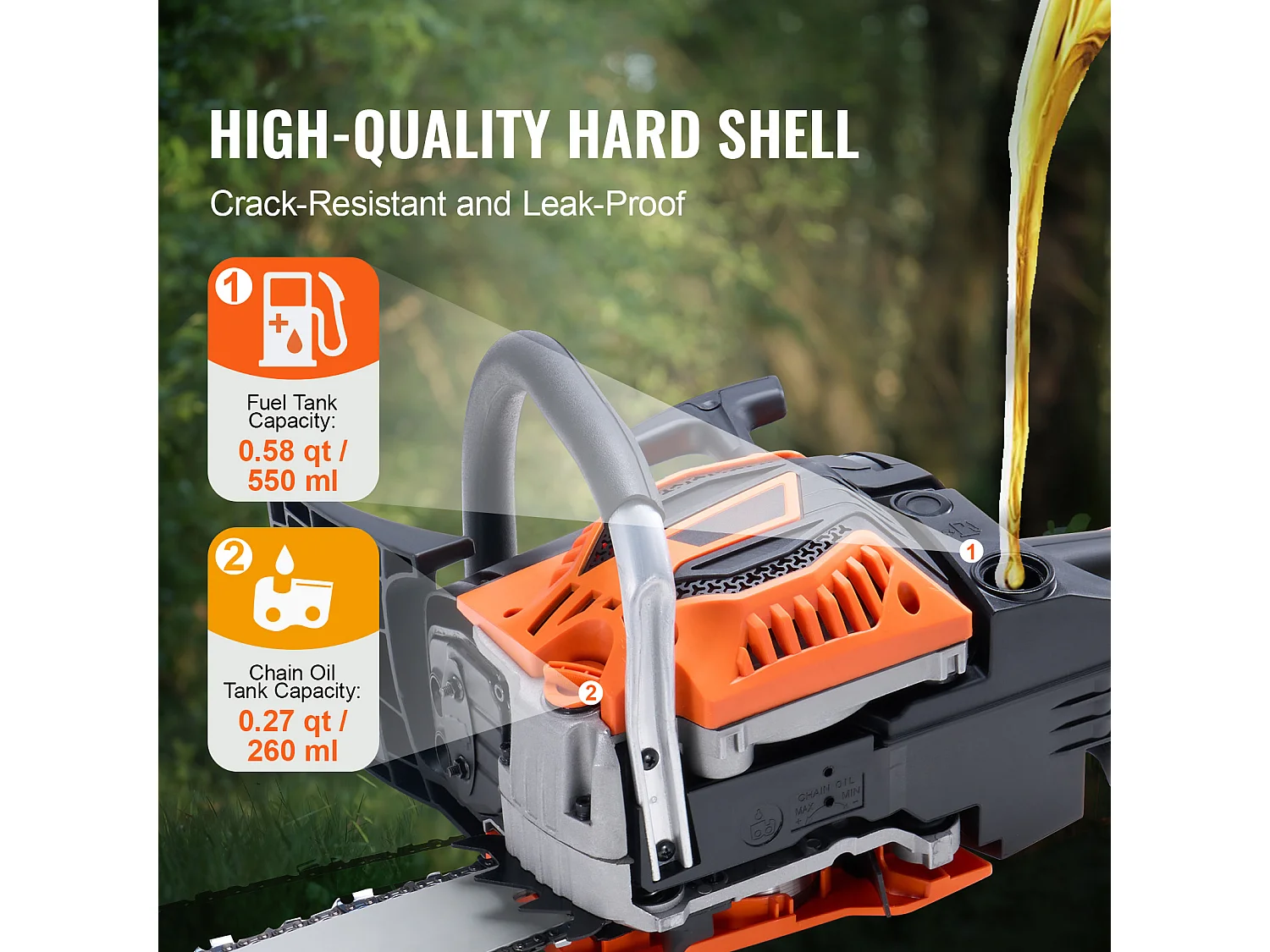 Tronçonneuse à Essence 52CC 45.7cm SucceBuy, Coupe-Bois à Essence