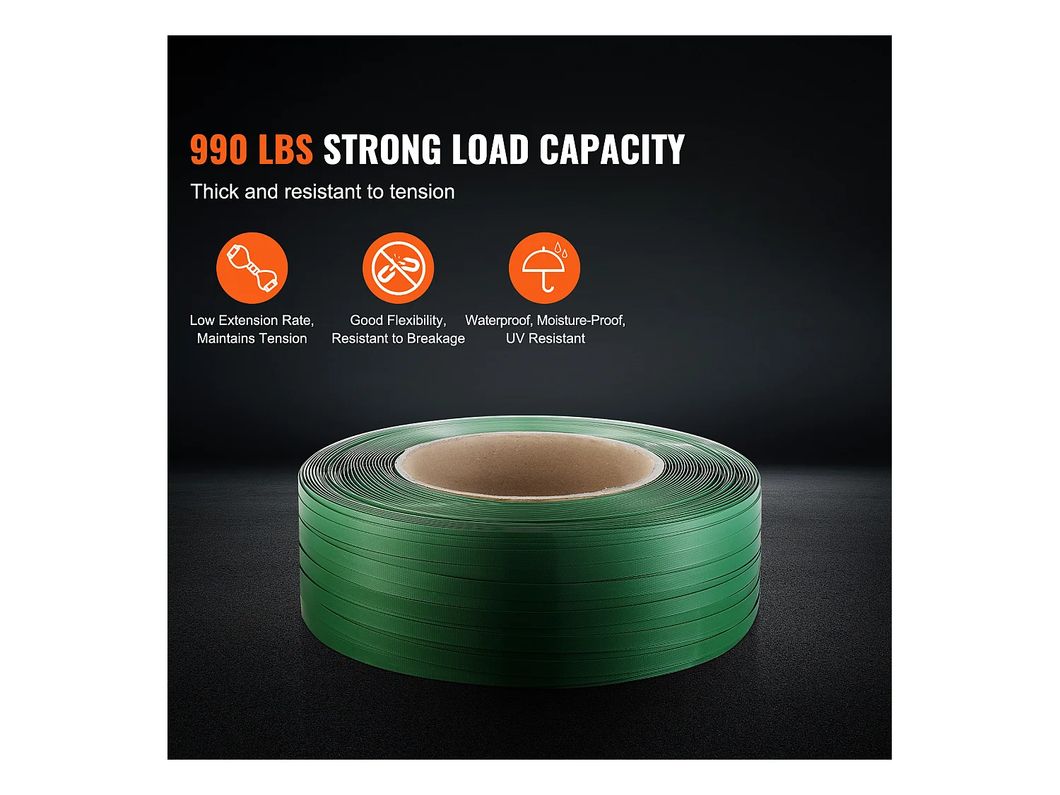 Polyester-PET-Banding-Rolle SucceBuy 1219,2 m x 1,6002 cm, 449,96 kg, Grün