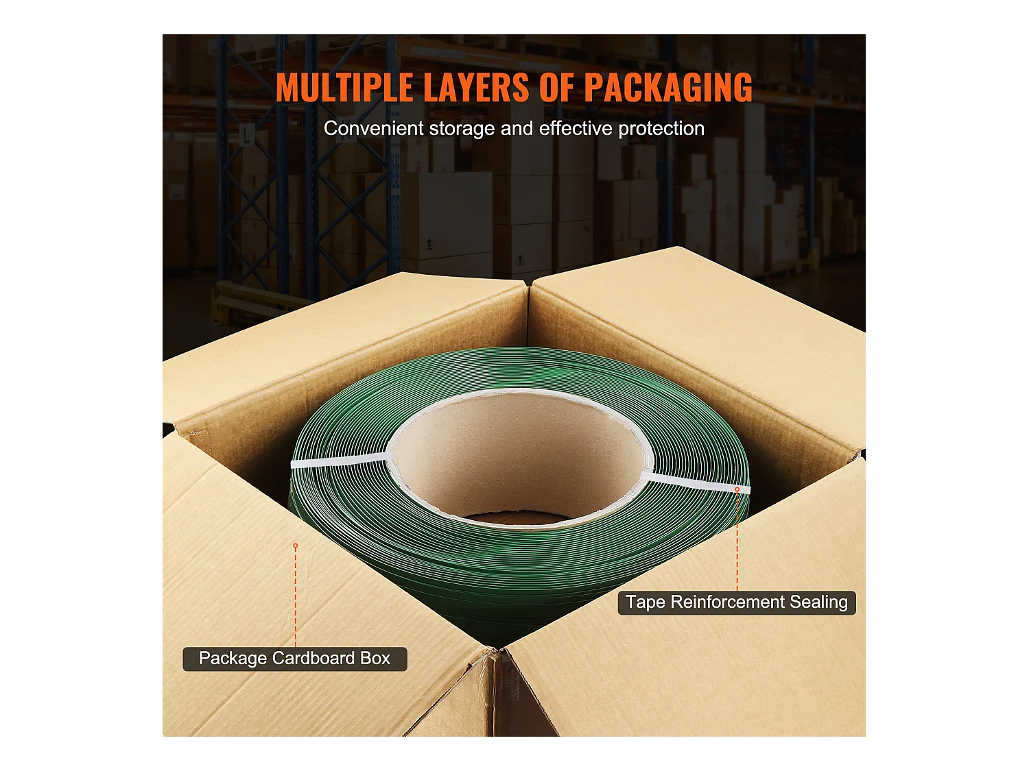 Polyester-PET-Banding-Rolle SucceBuy 1219,2 m x 1,6002 cm, 449,96 kg, Grün