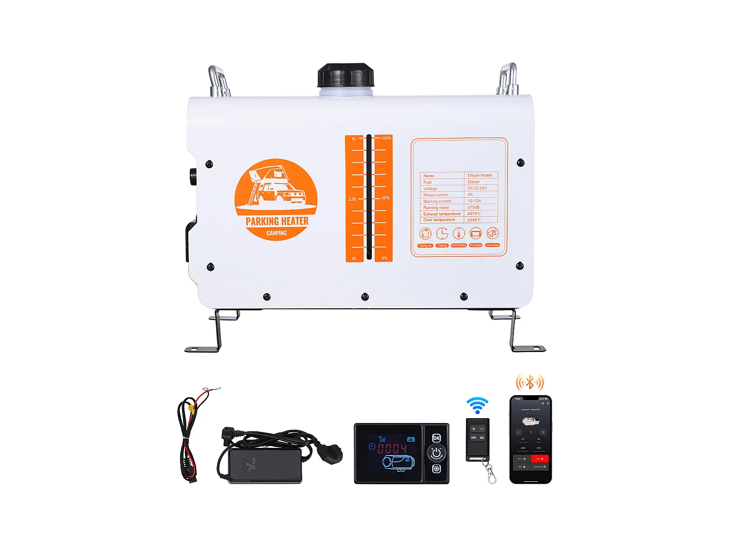Riscaldatore d'Aria Diesel SucceBuy 8KW 12V/24V Bluetooth APP, Telecomando per Esterni