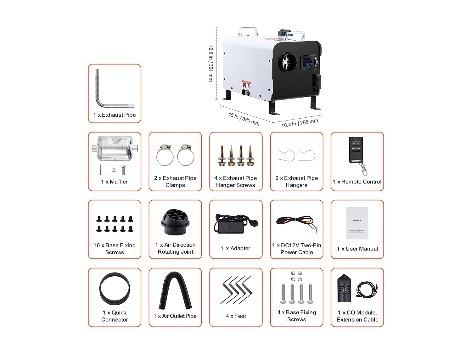 Riscaldatore d'Aria Diesel SucceBuy 8KW 12V/24V Bluetooth APP, Telecomando per Esterni