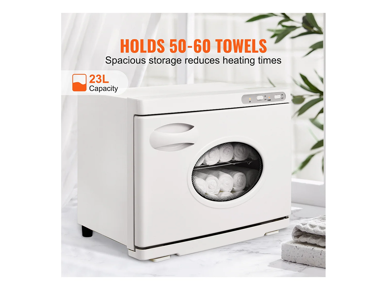 Sèche Serviettes SucceBuy Chauffant 23 L Avec 2 Supports en Acier Inoxydable, Contenir 50 à 60 Serviettes