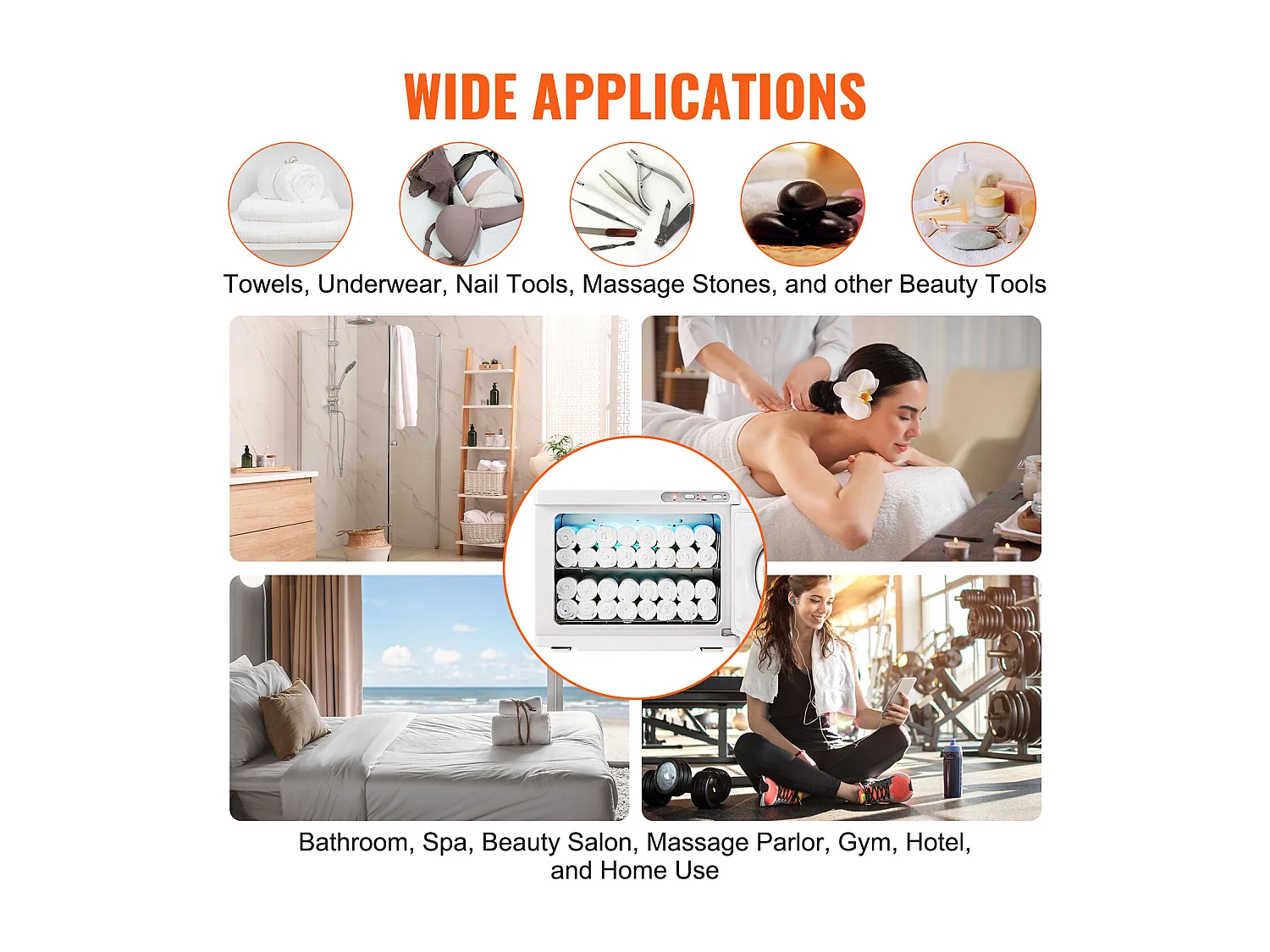 Sèche Serviettes SucceBuy Chauffant 23 L Avec 2 Supports en Acier Inoxydable, Contenir 50 à 60 Serviettes