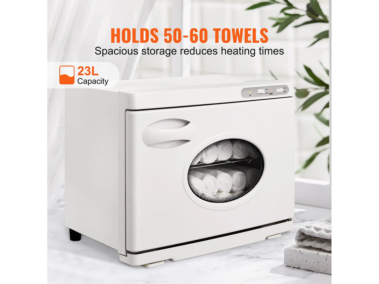 Sèche Serviettes SucceBuy Chauffant 23 L Avec 2 Supports en Acier Inoxydable, Contenir 50 à 60 Serviettes