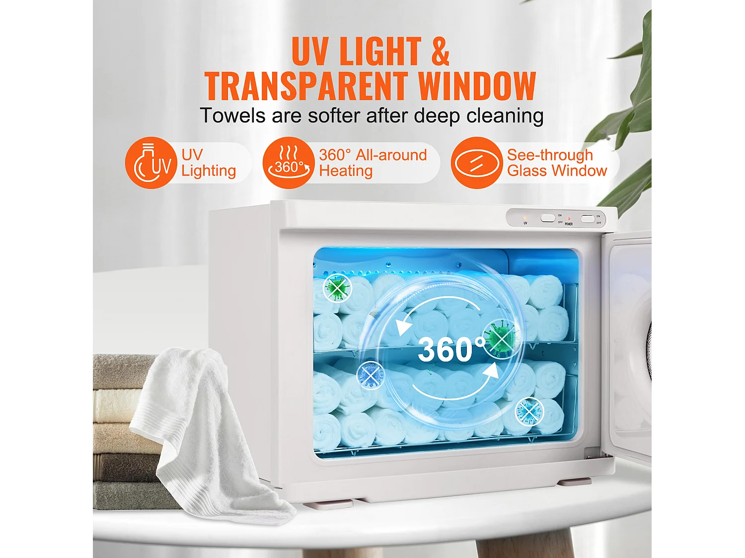 Sèche Serviettes SucceBuy Chauffant 23 L Avec 2 Supports en Acier Inoxydable, Contenir 50 à 60 Serviettes