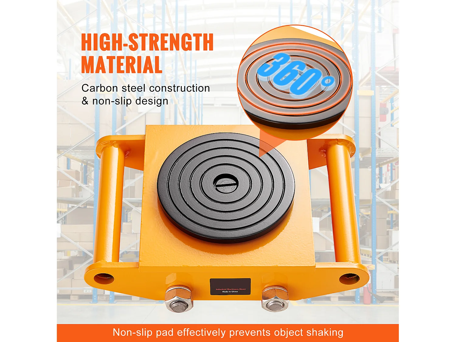 Ensemble de Transport, SucceBuy Lot de 4 Chariots à Roulettes pour Machines, Capacité de 12 Tonnes, Roues en Acier au Carbone pour le Déplacement Industriel