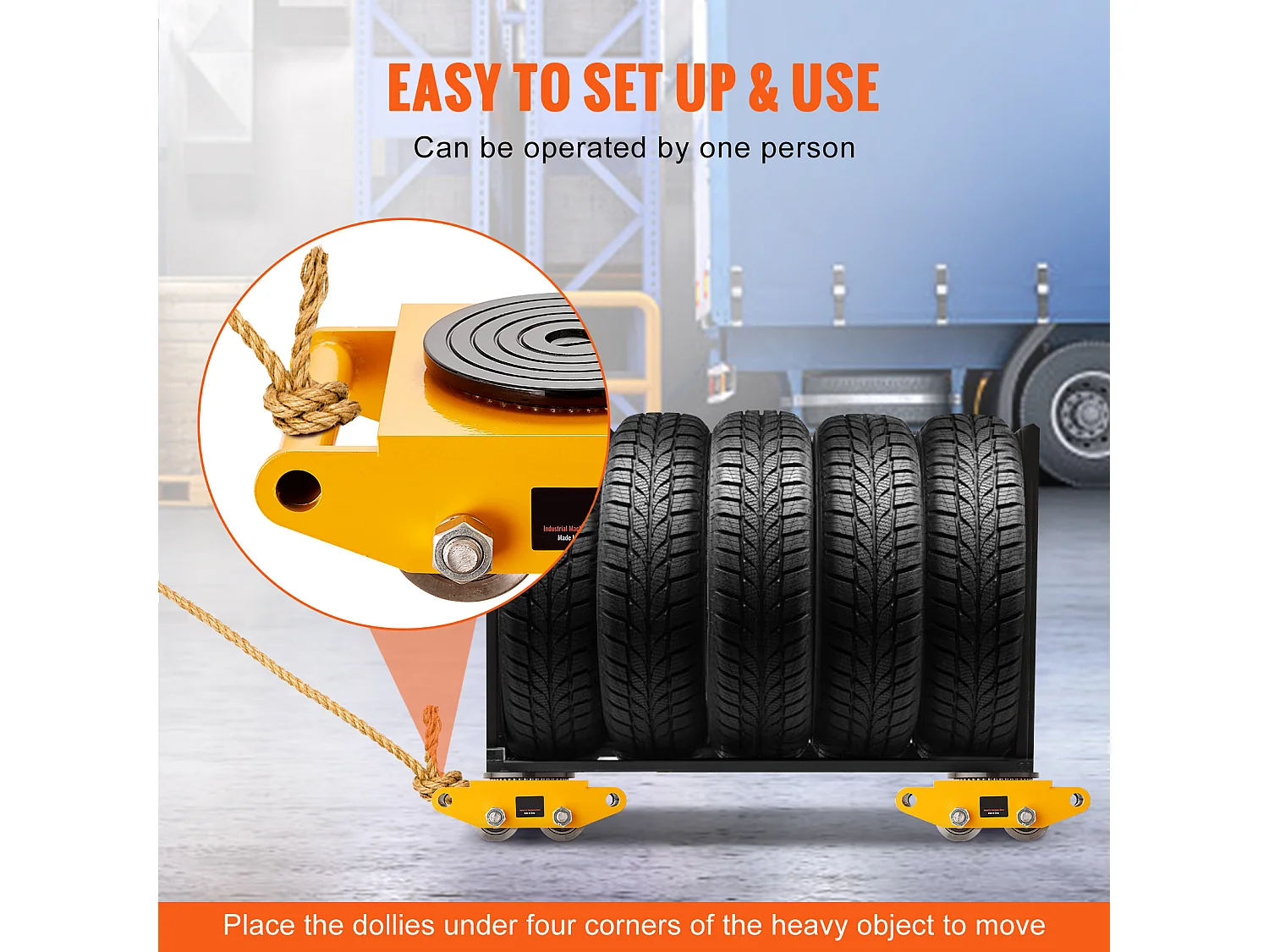 Ensemble de Transport, SucceBuy Lot de 4 Chariots à Roulettes pour Machines, Capacité de 12 Tonnes, Roues en Acier au Carbone pour le Déplacement Industriel