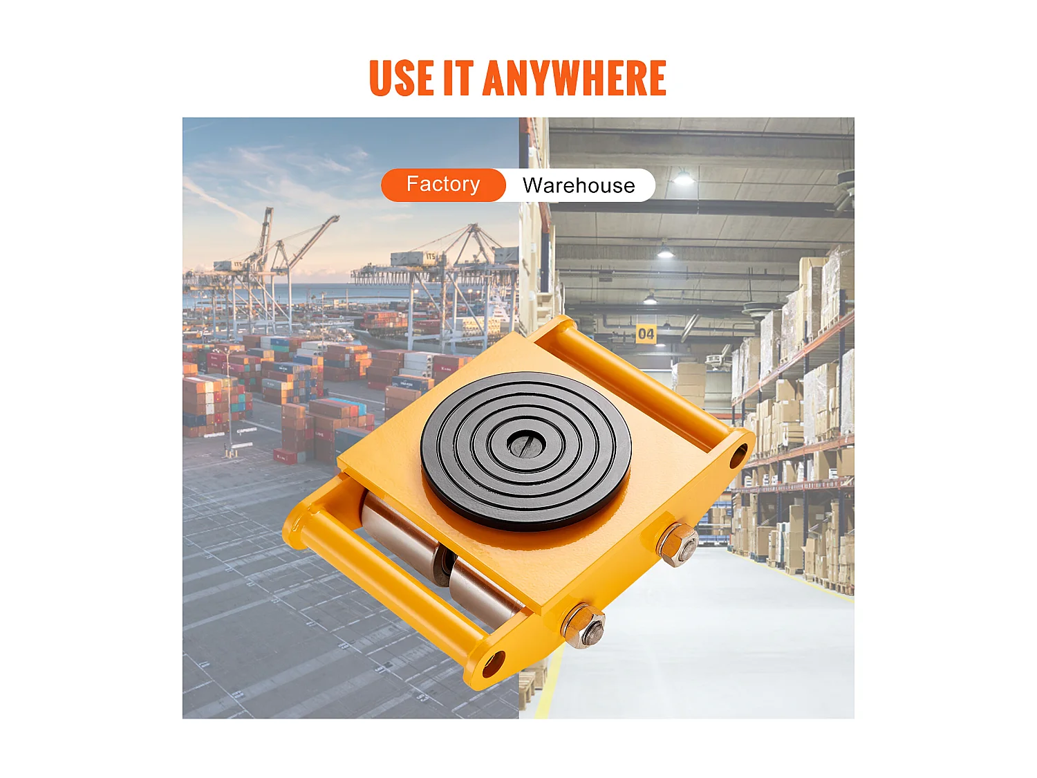 Ensemble de Transport, SucceBuy Lot de 4 Chariots à Roulettes pour Machines, Capacité de 12 Tonnes, Roues en Acier au Carbone pour le Déplacement Industriel