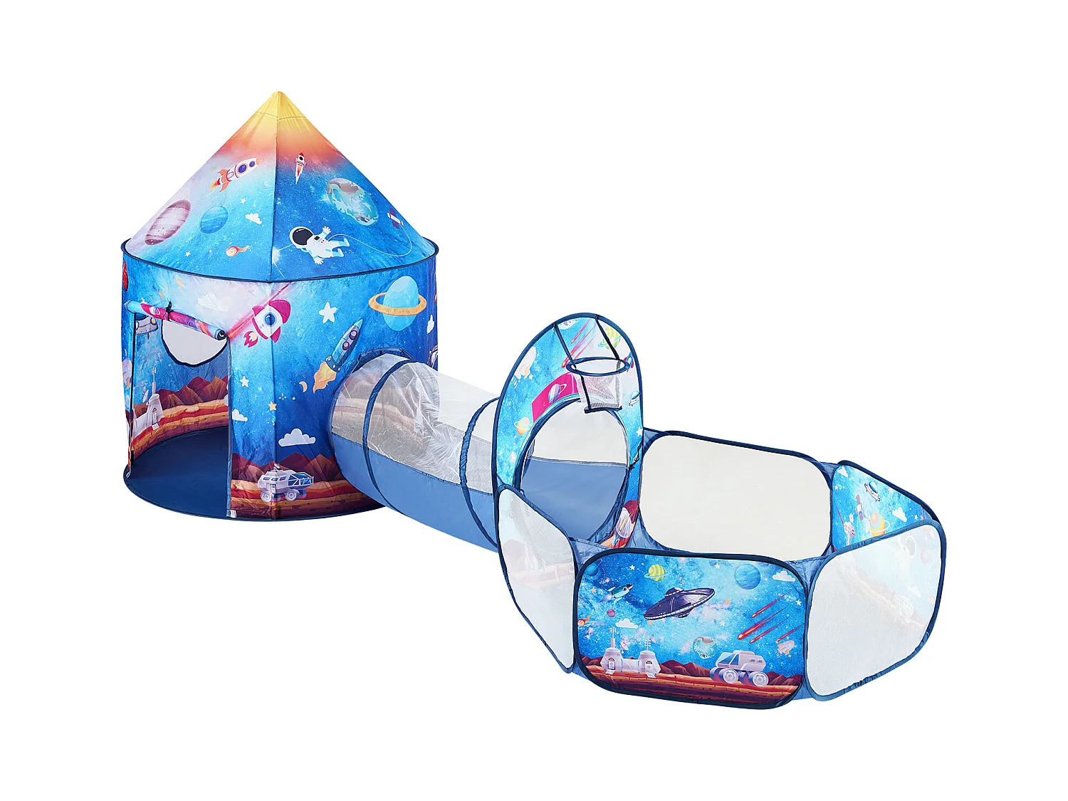 Tente de Jeu et Tunnel SucceBuy Blue Rocket pour Enfants, Cadeau pour les Tout-Petits Garçons et Filles