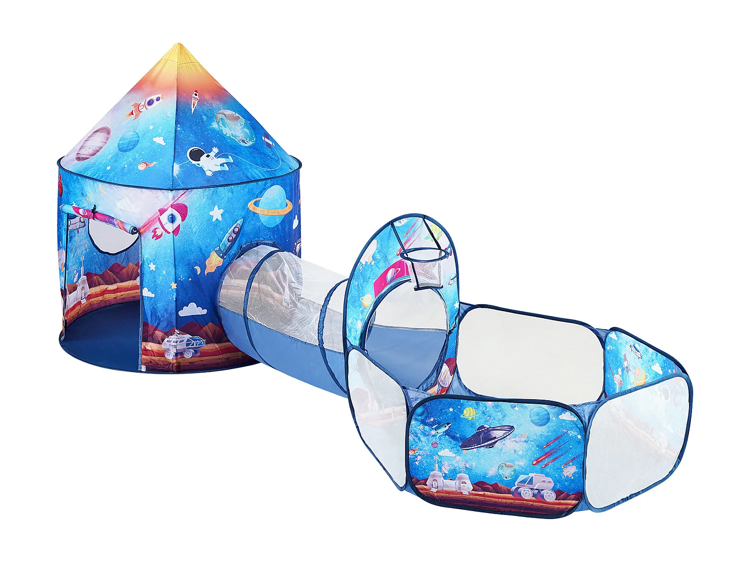 Tente de Jeu et Tunnel SucceBuy Blue Rocket pour Enfants, Cadeau pour les Tout-Petits Garçons et Filles