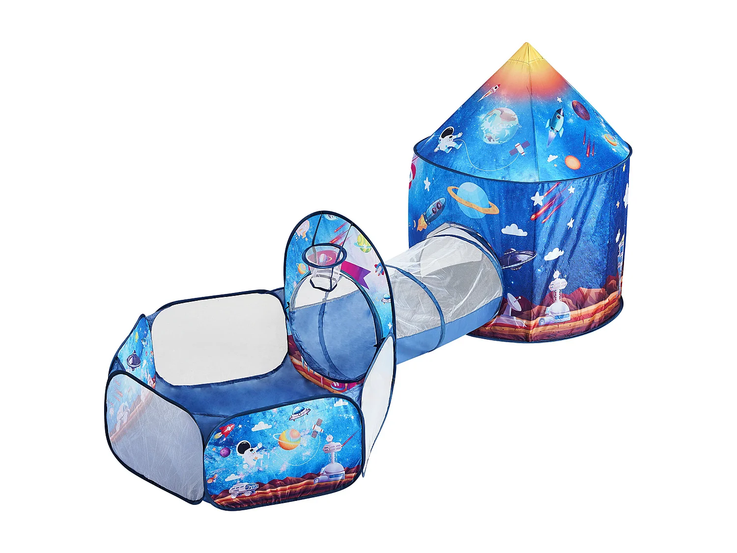 Tente de Jeu et Tunnel SucceBuy Blue Rocket pour Enfants, Cadeau pour les Tout-Petits Garçons et Filles