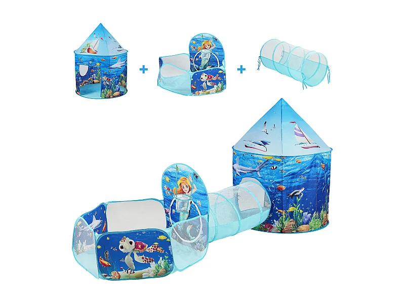 Juegos de Tienda y Túneles SucceBuy para Niños, Regalo para Bebés Varones y Niñas, Azul Océano