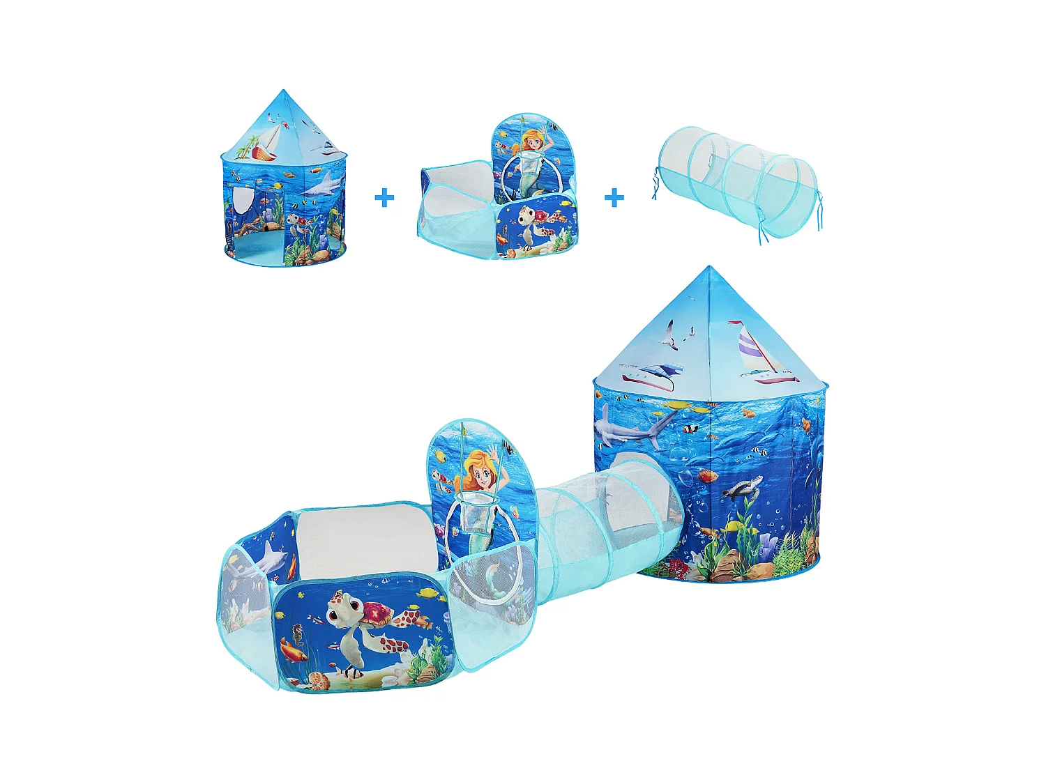 Tentes de Jeu et Tunnels SucceBuy pour Enfants, Cadeau pour Tout-Petits Garçons et Filles, Bleu Océan