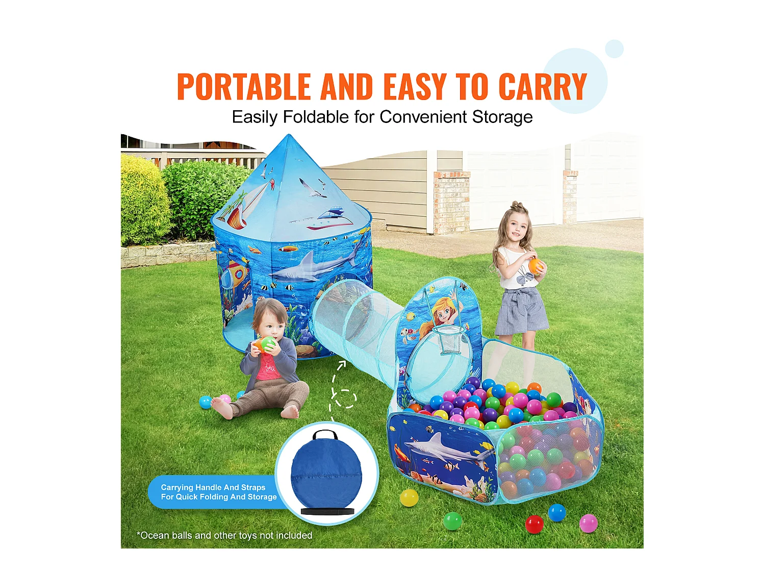 Tentes de Jeu et Tunnels SucceBuy pour Enfants, Cadeau pour Tout-Petits Garçons et Filles, Bleu Océan