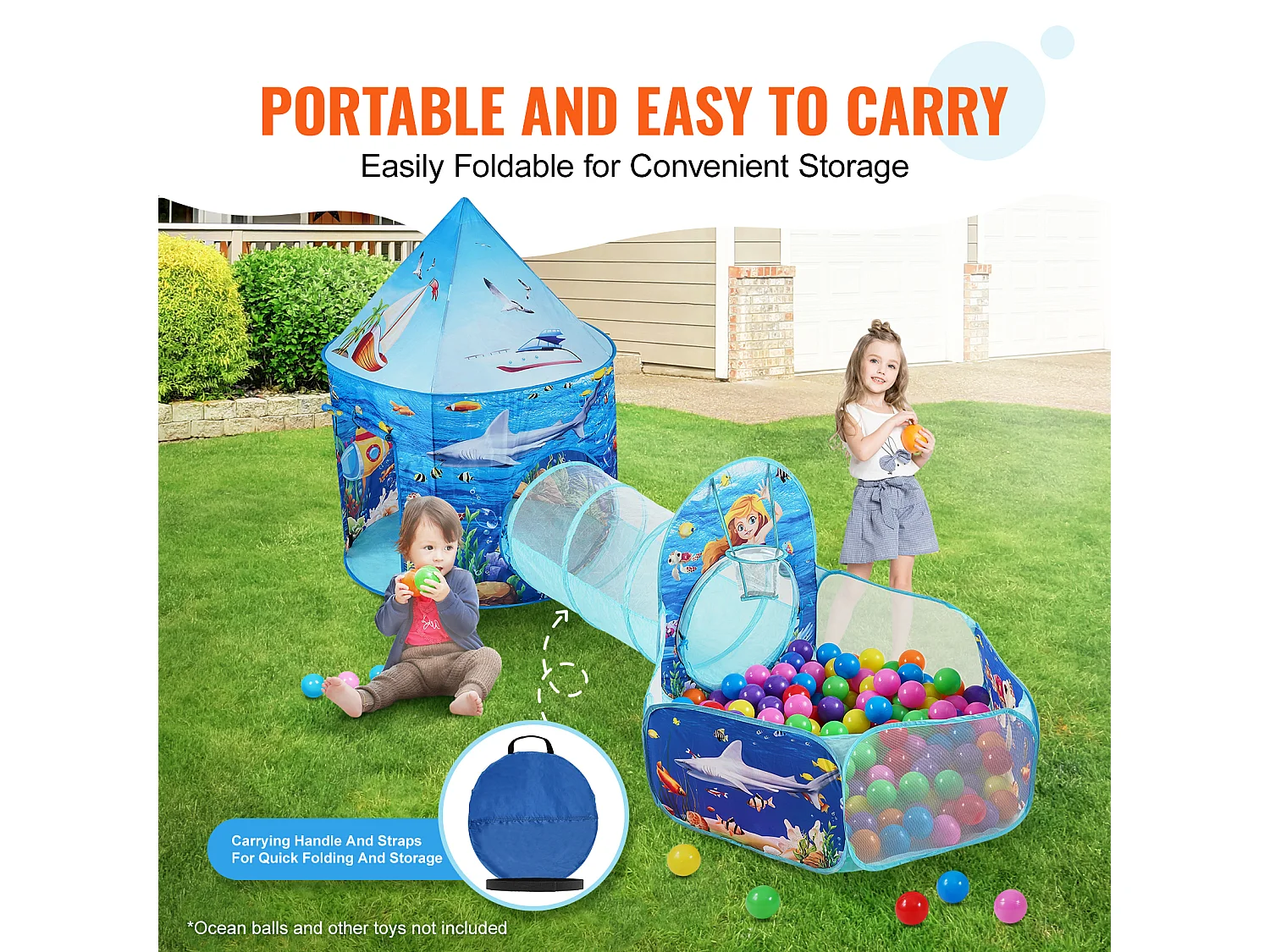 Tentes de Jeu et Tunnels SucceBuy pour Enfants, Cadeau pour Tout-Petits Garçons et Filles, Bleu Océan