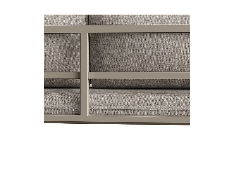 Giardino in metallo per 6-7 persone: Divano angolare + tavolino + 2 sgabelli, piedi regolabili, Beige