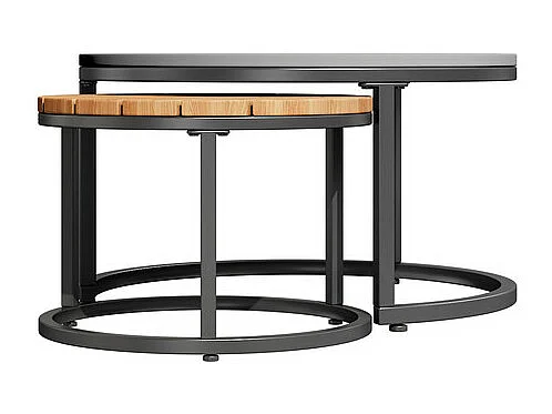 Modulaire tuin in gegalvaniseerd ijzer: 2x 2-zits banken, 1x 2-zits bank en 2 nesttafels - verstelbare poten