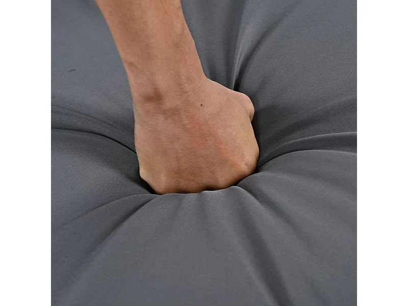 Jardim em madeira de acácia: Sofá de canto + mesa de centro - com almofadas cinzas