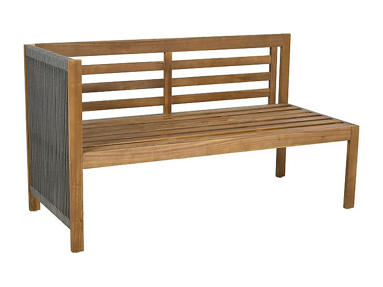 Jardim em madeira de acácia: Sofá de canto + mesa de centro - com almofadas cinzas