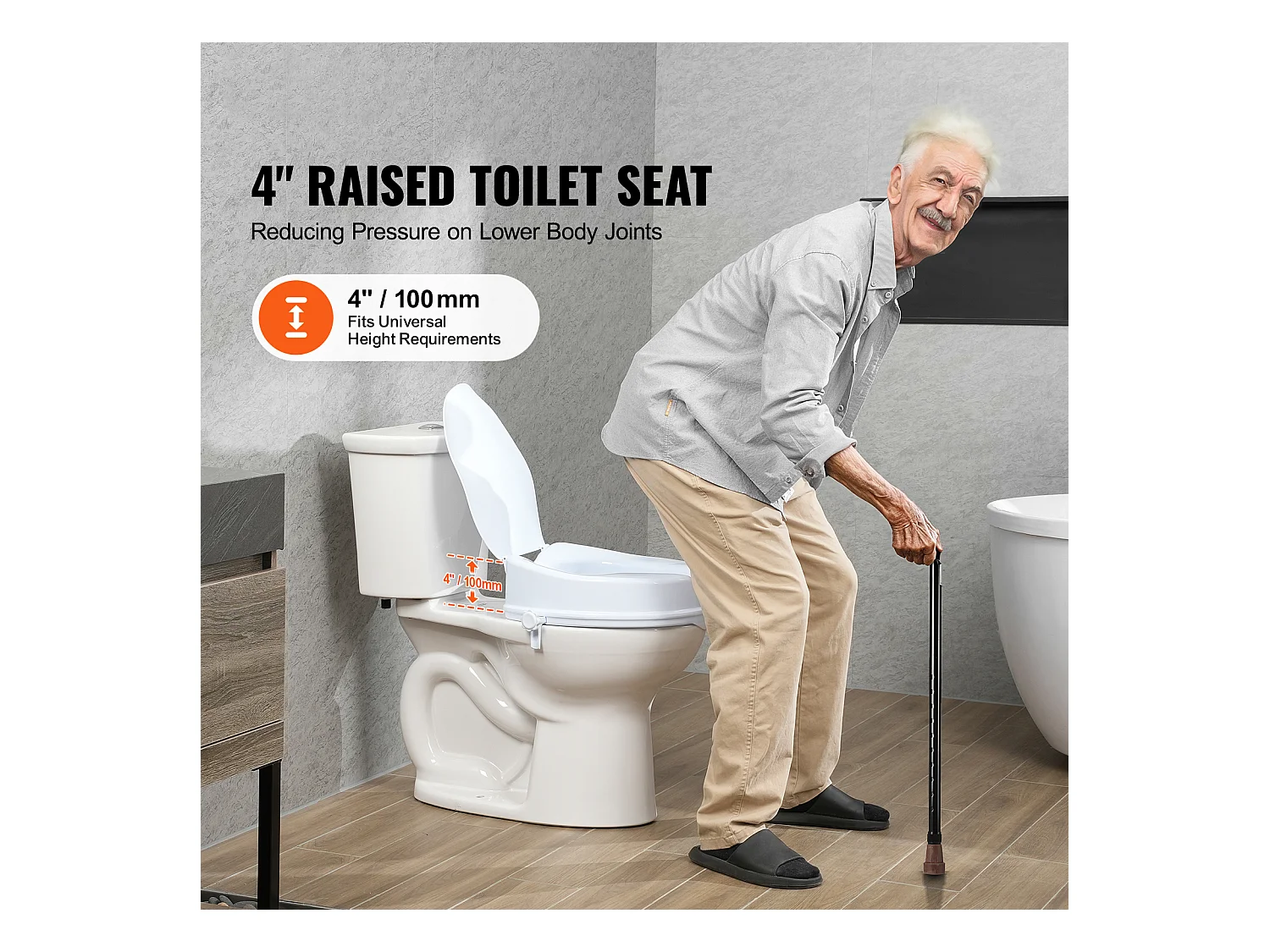 Abatente WC SucceBuy Assento de Toalete Elevado de 10.16CM, Capacidade de 136KG, Elevador de Toalete Universal, Branco