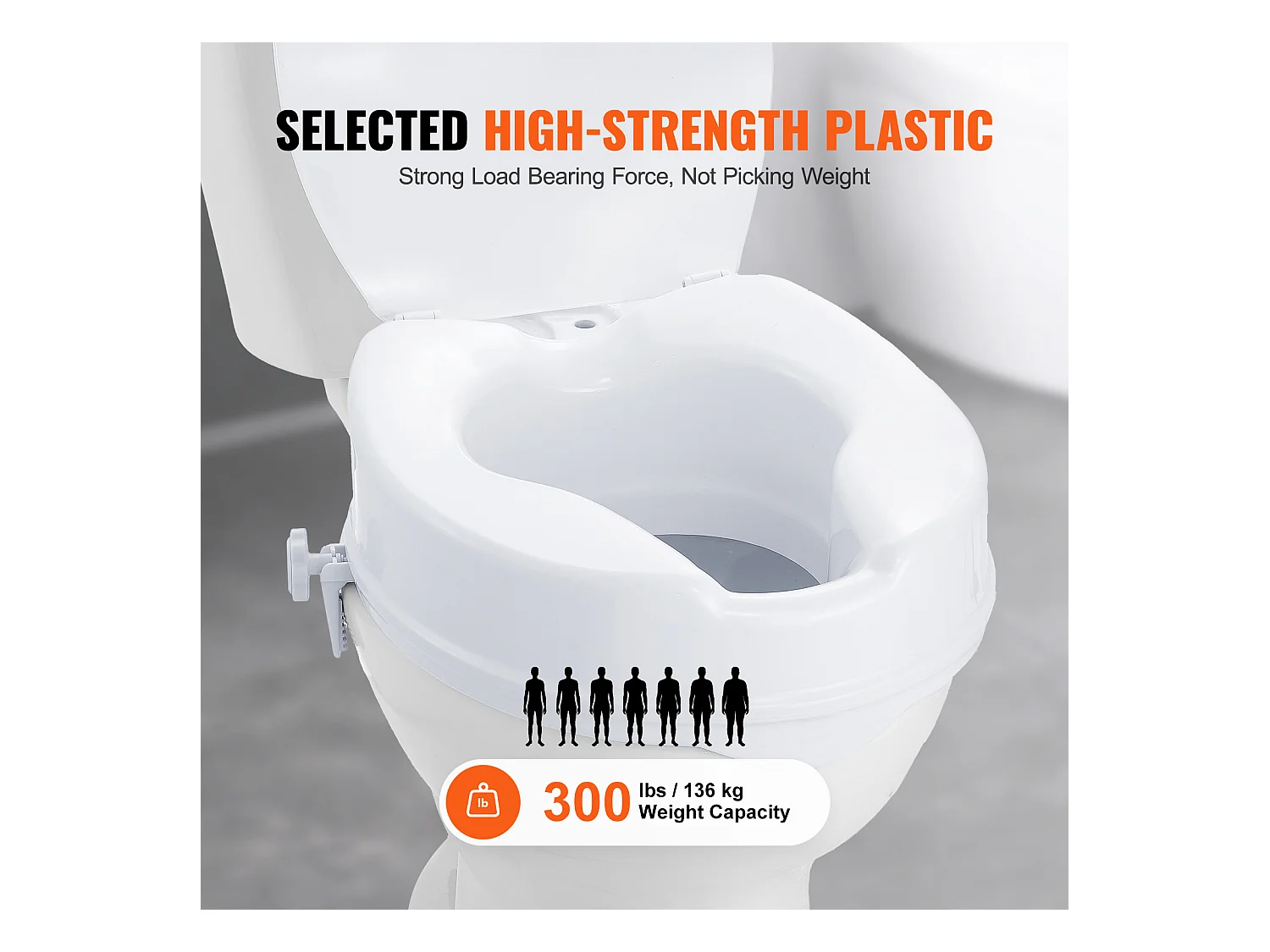 Abatente WC SucceBuy Assento de Toalete Elevado de 10.16CM, Capacidade de 136KG, Elevador de Toalete Universal, Branco