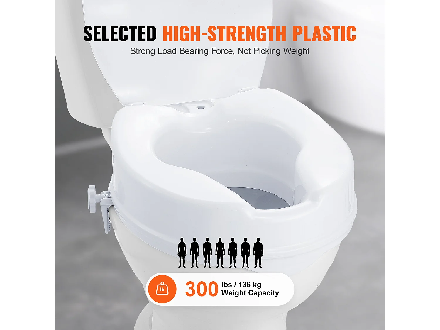 Abattant WC SucceBuy Siège de Toilette Surélevé de 10.16CM, Capacité de 136KG, Rehausseur de Toilette Universel, Blanc