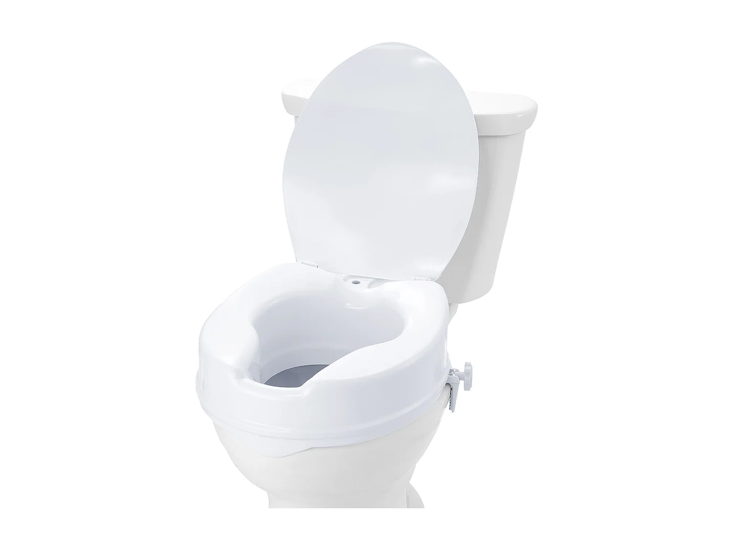 Abattant WC SucceBuy Siège de Toilette Surélevé de 10.16CM, Capacité de 136KG, Rehausseur de Toilette Universel, Blanc