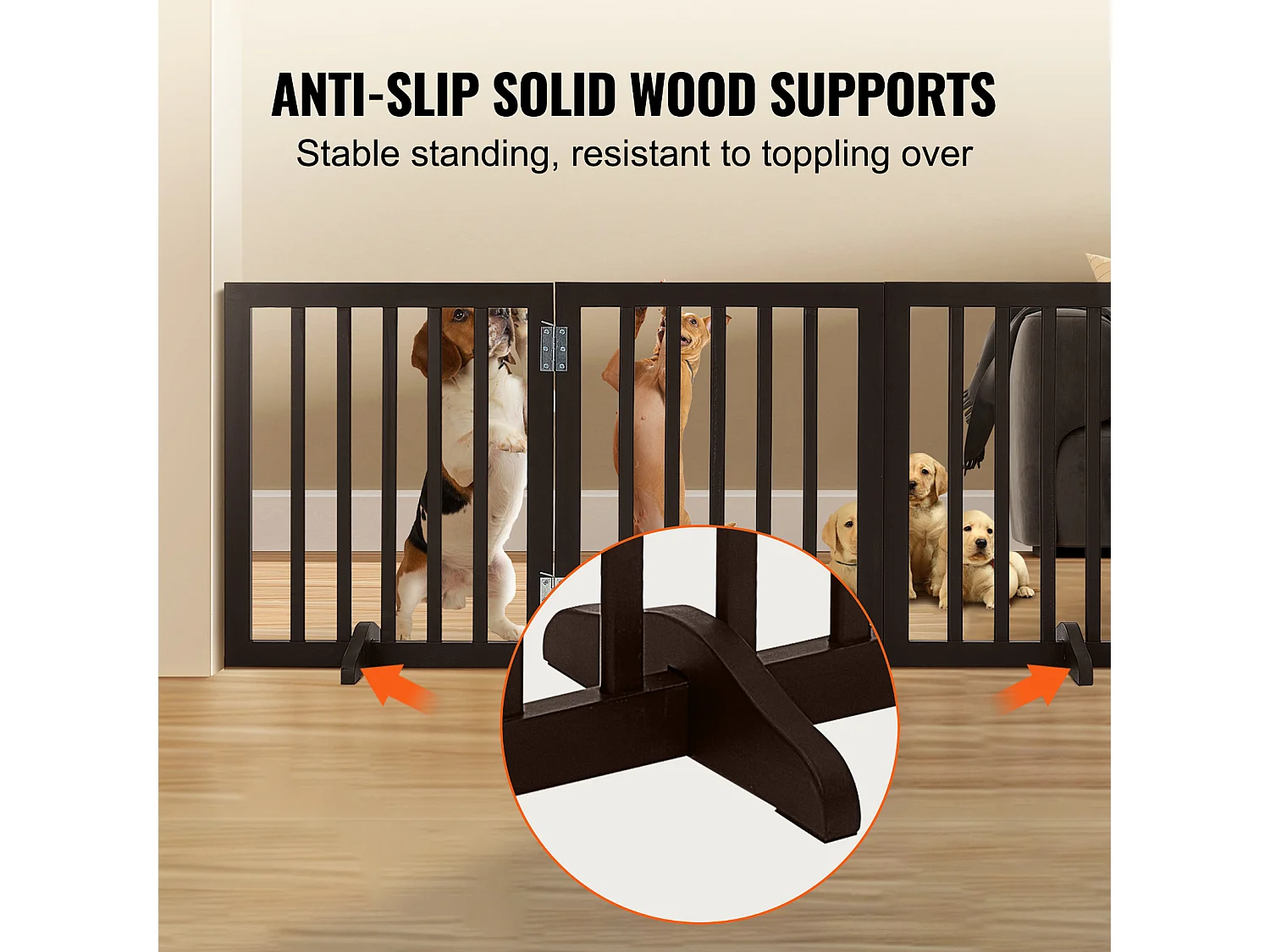 Cancelletto per Cani SucceBuy,61 x 152cm,Autoportante Pieghevole, Barriera per Animali Domestici, Marrone