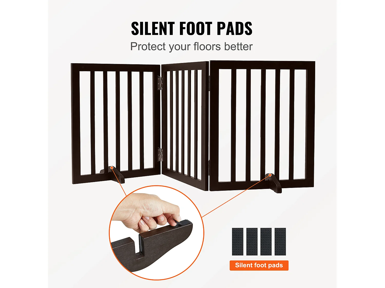 Cancelletto per Cani SucceBuy,61 x 152cm,Autoportante Pieghevole, Barriera per Animali Domestici, Marrone