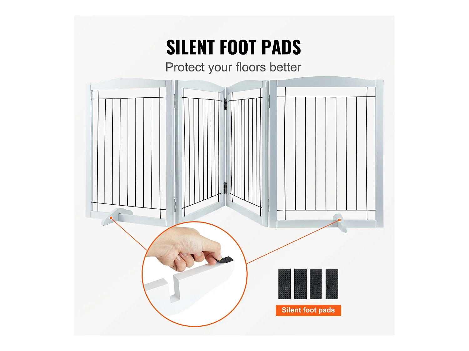 Barrière de Sécurité pour Chien Pliable SucceBuy, 81 x 245cm，Autoportante , pour Passages Larges et Étroits, Utilisation Intérieure, Blanc