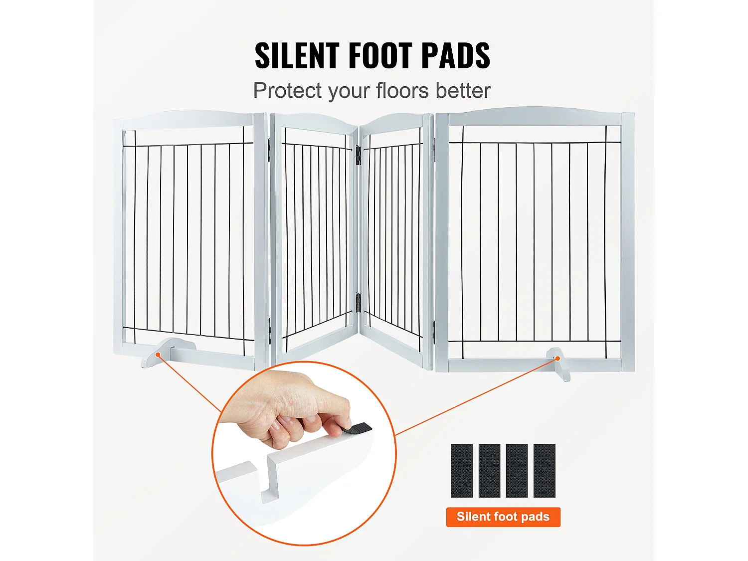 Barrière de Sécurité pour Chien Pliable SucceBuy, 81 x 245cm，Autoportante , pour Passages Larges et Étroits, Utilisation Intérieure, Blanc